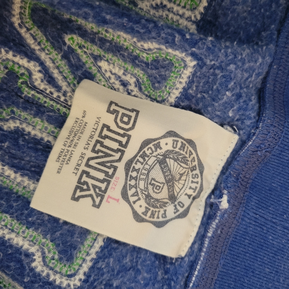 PINK Victoria's Secret Lime Green Henley with Blue Capri Sweatpants - Picture 3 of 6